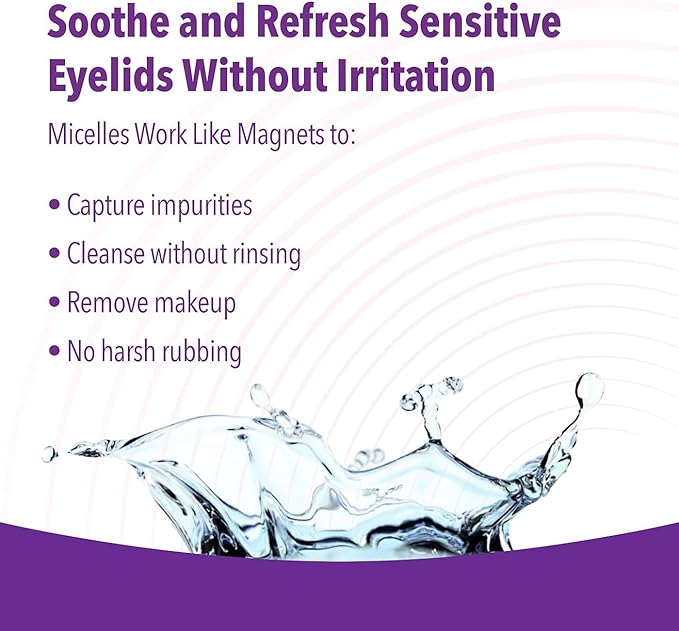 iVIZIA Eyelid Cleansing Wipes for Sensitive Eyelid Cleansing, Preservative-Free, Micellar, No Rinse, Gentle Eye Makeup Remover, 20 Sterile Single-Use Wipes for Eyelids Packaging May Vary