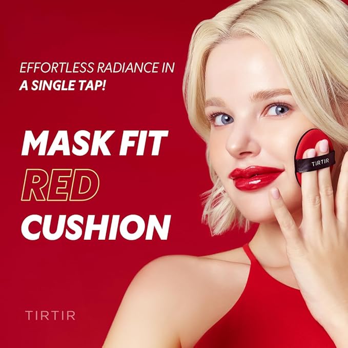 [*Mini Size*] TIRTIR Mask Fit Red Cushion Foundation | Full coverage, Weightless, Skin fit, Satin Glow Finish, Korean Makeup, beauty, Tattoo cover up, Buildable (#21W Natural Ivory, 0.15 Fl Oz)