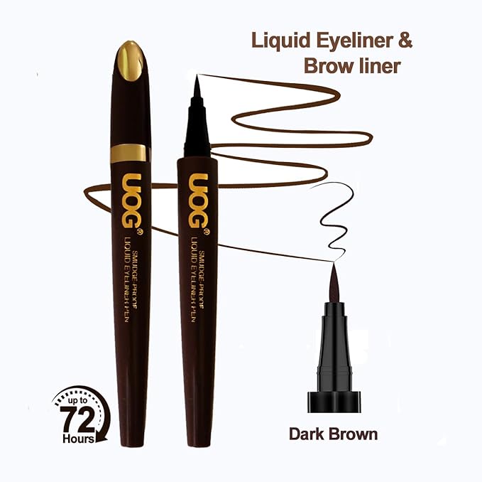 UOG (United One Liquid Eyeliner pen – Waterproof, Smudge-Proof & Long-Lasting (Up to 72 Hours), Quick-Dry. No Skip, Transfer-Resistant & Allergy-Free for Sensitive Eyes,Matte Finish.