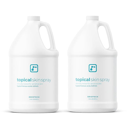 BRIOTECH Topical Skin Spray, Hypochlorous Acid for Sensitive Skin, HOCl Facial Mist, Full Body Support Against Irritation, Calm Redness, Soothe Foot & Scalp, 1 Gallon Refill (2 Pack)