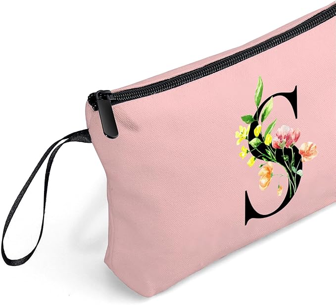 Women Birthday Unique Bride to be Bridal Shower Initial Gifts for Mom Sister Friend Her Teacher Aunt Makeup Cosmetic Bag with Mirror Mothers Day Christmas Graduation S