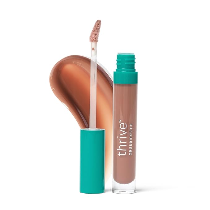 Thrive Causemetics Sheer Strength Lip Plumping Peptide Gloss, Lip Plumper with Vitamin E, Peptides, Plumps, Smooths & Hydrates Lips, High Shine, Vegan & Cruelty Free, Kackie (Mocha)