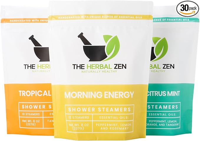 Bulk Shower Steamers with Essential Oils Combo Set by The Herbal Zen (3 Packs of 10 Tablets, Value Set), Bulk Shower Bombs, Relaxation Gift for Women and Men, Birthday Gifts, Mothers Day Gift