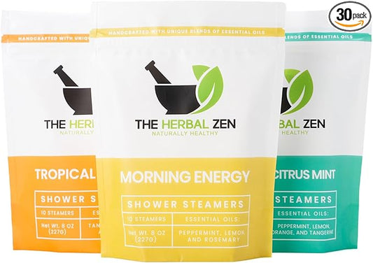 Bulk Shower Steamers with Essential Oils Combo Set by The Herbal Zen (3 Packs of 10 Tablets, Value Set), Bulk Shower Bombs, Relaxation Gift for Women and Men, Birthday Gifts, Mothers Day Gift