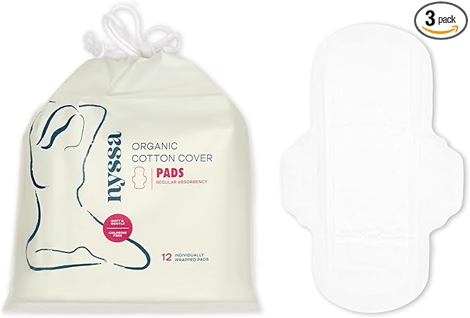 Nyssa Organic Cotton Cover Overnight Pads, Super Absorbency, 36 Count