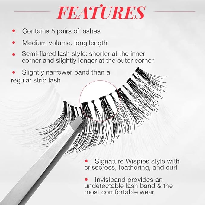 Ardell False Eyelashes Wispy Lashes, Easy Application, Natural Look, Reusable Lashes - Black, 2 Pack
