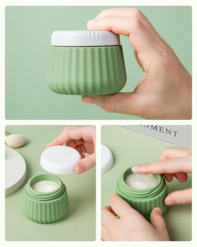 Travel Containers for Toiletries 4 Pack, TSA Approved Travel Size Toiletries, With Clear Bag Leak Proof Silicone Jars, Creams Jars Carrying Small Items