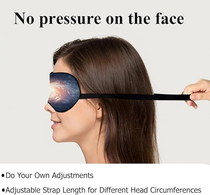 Space Galaxy Sleep Eye Cover Universe Beautiful Shining Star Silk Eye Mask for Sleeping with Adjustable Strap for Travel Nap Shift Work Office