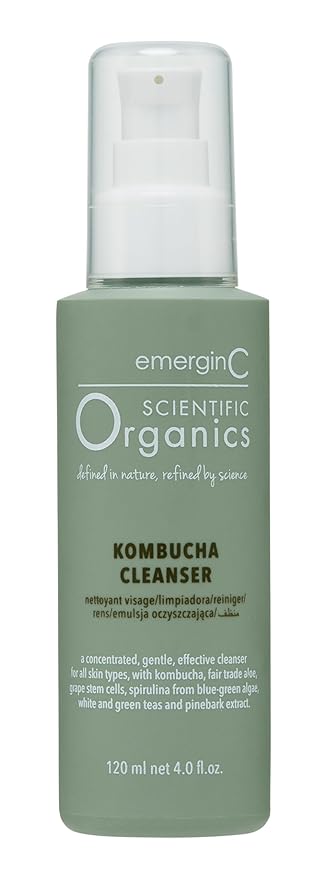 emerginC Scientific Organics Kombucha Cleanser - Nutrient Powerhouse Face Wash with Aloe Vera + Plant Stem Cells to Help Visibly Improve Skin Tone + Texture (4 oz, 120 ml)