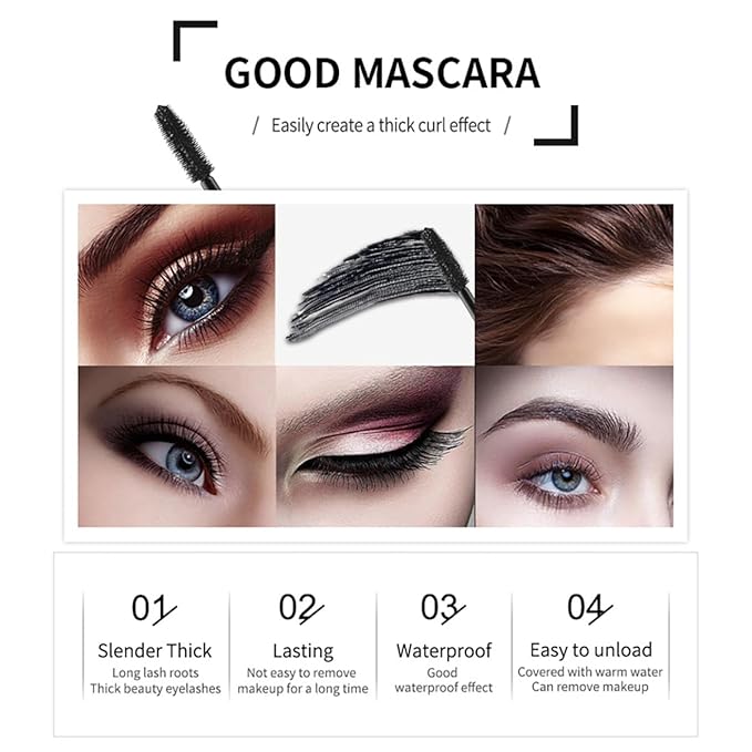 4D Silk Fiber Lash Mascara Extension Voluminous Mascara Waterproof & Smudge-Proof Long-Lasting 24 Hours No Flaking Longer Thicker Eyelashes,All Day Exquisitely Full (2 Packs)