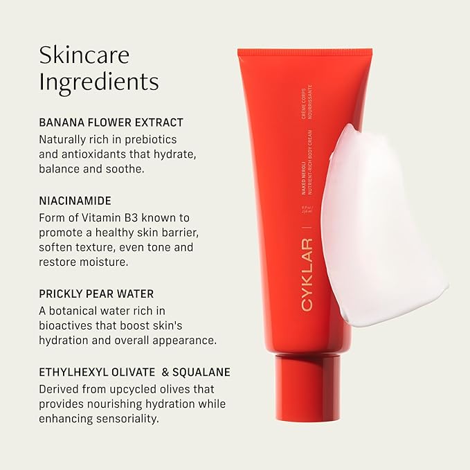 Nutrient Rich Body Cream. Naked Neroli Nourishing Moisturizer with Niacinamide and Banana Flower Extract. Deep Hydration, Thick Body Lotion, Dry Skin Cream for Women and Men, 8 Fl Oz