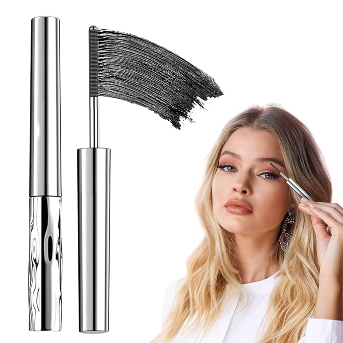 Iron Wand Mascara Waterproof, Metal Wand Mascara Tubing, Long Lasting 3D Curling Eyelash, Eyes Makeup Smudge-Proof Separated Lashes Natural Length (1PCS Black)