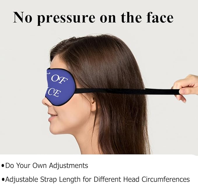 Out of Office Sleep Eye Mask Eye Cover Warning Reminder Slogan Blue White Silk Eye Mask for Sleeping with Adjustable Strap for Travel Nap Shift Work Office
