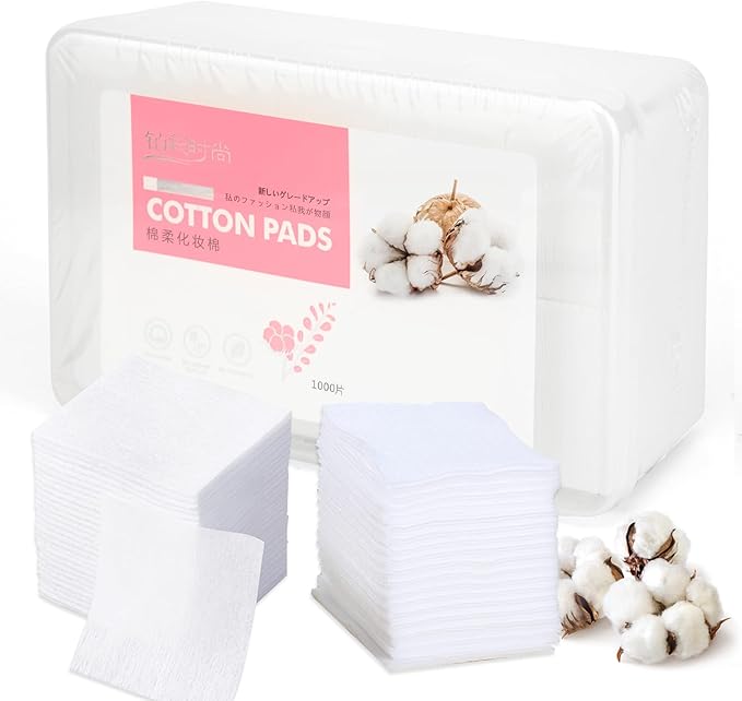 1000 PCS Thin Makeup Facial Cotton Pads, Square Facial Lips Eyes Makeup Remover Pads, Nails Polish Remover Cotton Pads, Non-Woven, Soft, Lint Free