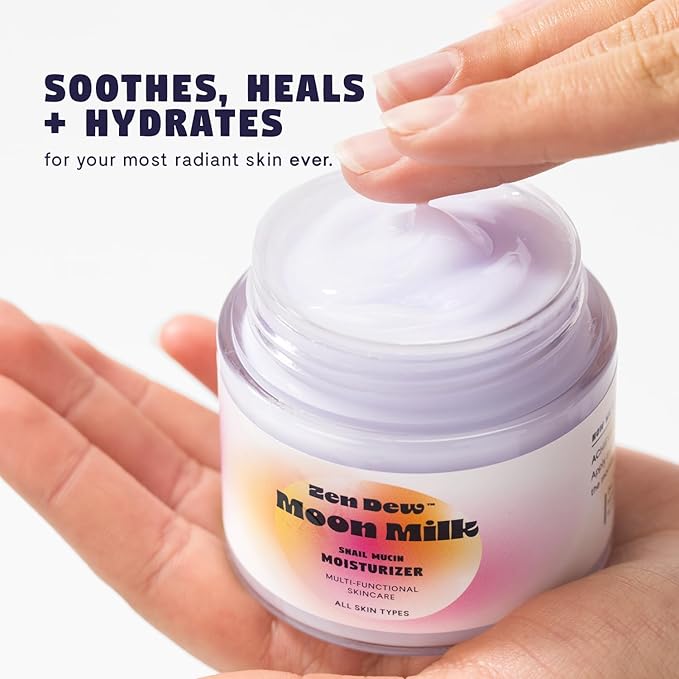 Moon Milk Snail Mucin Moisturizer Gel Cream 3.52 Oz - Blue Light Skin Protection - Korean Snail Mucin Serum Cream that Replenishes Moisture & Leaves Skin Brighter, Plumper, Soothed & Smooth - 2 Pack