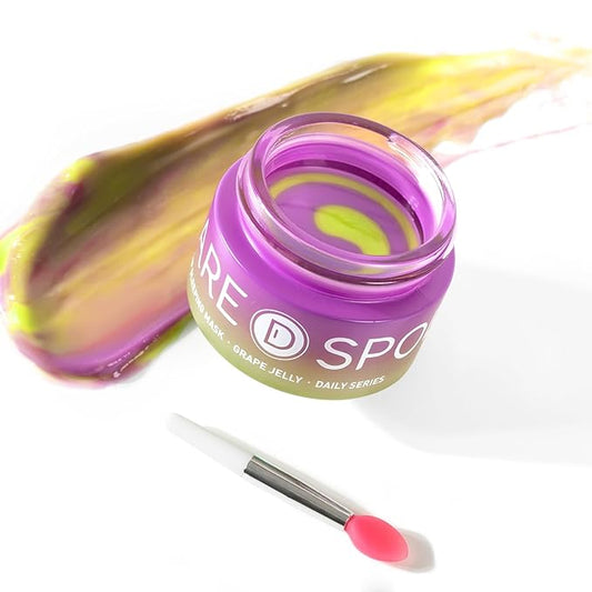 Dual-Color Sleeping Lip Mask Grape Jelly: Nourish, Hydrate & Repair for Dry Cracked Lips, VITIS VINIFERA (GRAPE) SEED OIL Treatment, Softer, Nourish and Eejuvenates Lips Overnight - 0.42 Fl Oz