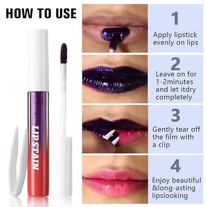 3Pcs Matte Liquid Lip Stain Peel Off Lip liner Tattoo with Tweezer, Nude Brown & Brownish Red & Orange Red Lipstick Lipstain Long Lasting Waterproof for Women, Highly Pigmented Not Faded Smudge-proof