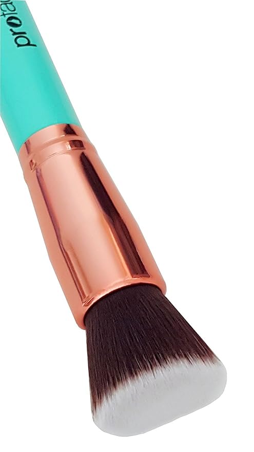 Rose Golden Flat Top Kabuki Foundation Makeup Brush- Perfect for Blending Liquid,Cream & Mineral Cosmetics or Translucent Powder - Premium Synthetic Bristles!(Blue)