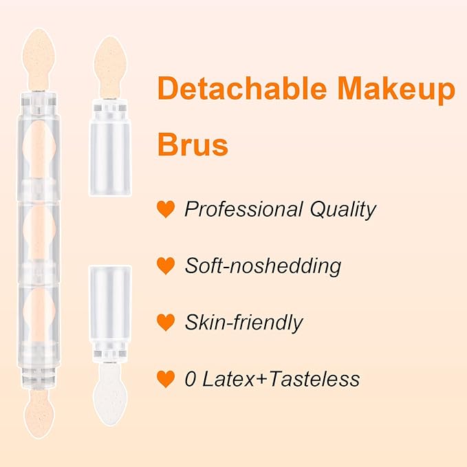 6 PCS Portable Detachable 5-Section Sponge Eyeshadow Stick Brushes, Multi-Functional Concealer Applicator Cosmetic Tools, Smudge Makeup Brush