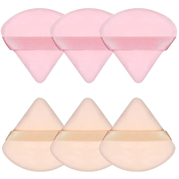 Pimoys 6 Pieces Powder Puff Face Triangle Makeup Sponge Soft Powder Puffs for Loose Powder Beauty Blender Foundation Sponge Setting Powder Puff Makeup Tool, Stocking Stuffers Gift for Women