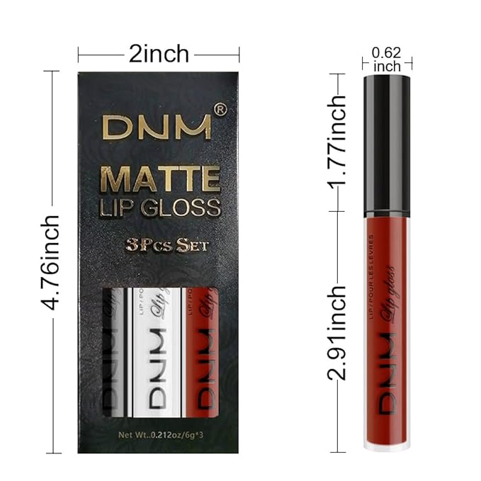 AMY'S DIARY Dark Red White Black Matte Plum Liquid Lipstick 3Pcs Sets,24-hour Lipstick Long Lasting Permanent L Magic Lipstick Waterproof Lip Stain 24 Smudge Waterproof for Women (Set17)