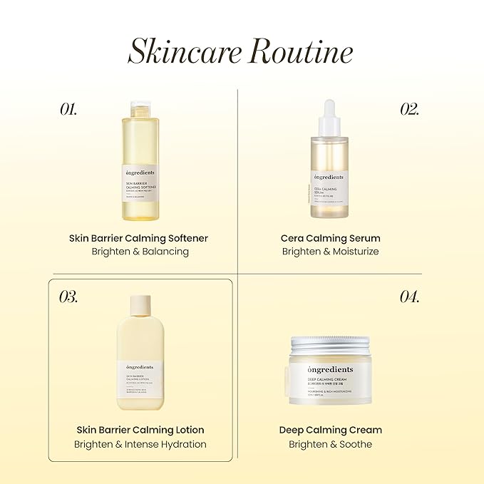 ONGREDIENTS Skin Barrier Calming Lotion | Lightweight Moisturizer for Dry, Sensitive Skin | Centella, 9-Peptide Complex, Glucose, Soothing, Calming, Hydrating | Vegan, Korean skincare (7.43 fl Oz)