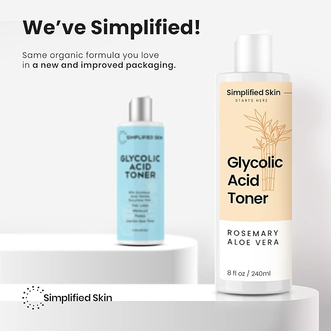 Glycolic Acid Toner for Face - 8% Facial Toning Solution - Hydrating, Anti-Aging, Exfoliates Skin with AHA, Aloe Vera, & Rosemary Extract for Women & Men - 8 Fl Oz