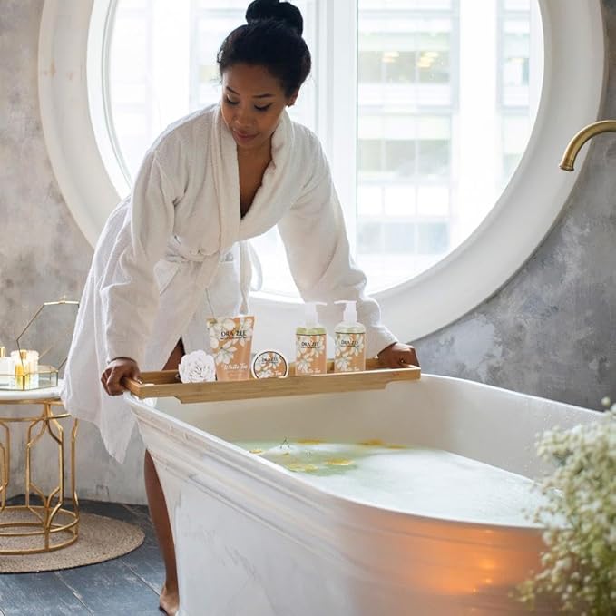 Luxury Spa Gifts for Women – 6 Pc White Tea Scented Bath and Body Set with Bubble Bath, Lotion & More – Luxury Self Care Kit for Wife, Mom, Girlfriend, Birthday Gifts for Women by Draizee