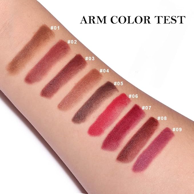 evpct Red Mocha Brown Gradient Matte Lipstick Lip Liner Crayon Combo Pencil Set for Women Long Lasting Waterproof, Red Matte Cream Lip Liner and Lipstick Combo Makeup, Flawless Gradual Ombre Effect