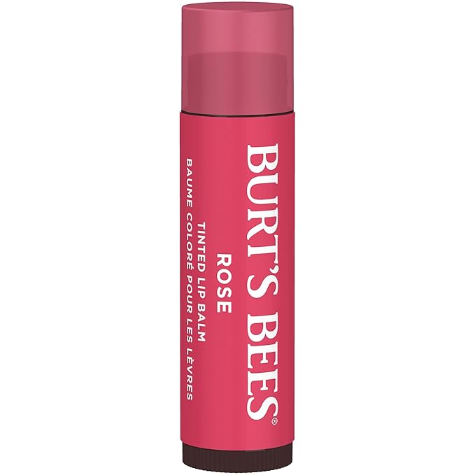 Burt's Bees Lip Tint Balm Stocking Stuffers Gifts, Long Lasting 2 in 1 Duo Tinted Balm Formula, Color Infused with Hydrating Shea Butter for a Natural Looking Buildable Finish, Petal Rose (16-Pack)