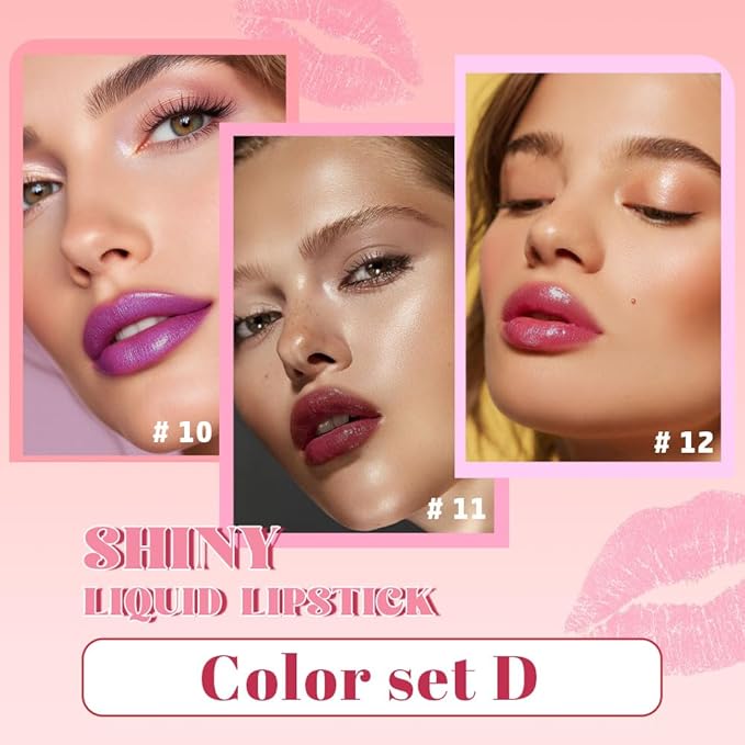 3Pcs Metallic Lipstick for Women,Lightweight Glitter Sparkling Liquid Lipsticks,Shimmer Lip Gloss Stain Long Lasting Waterproof Smudge Proof Non-Drying 24 Hour Full Coverage Lip Makeup,Vegan