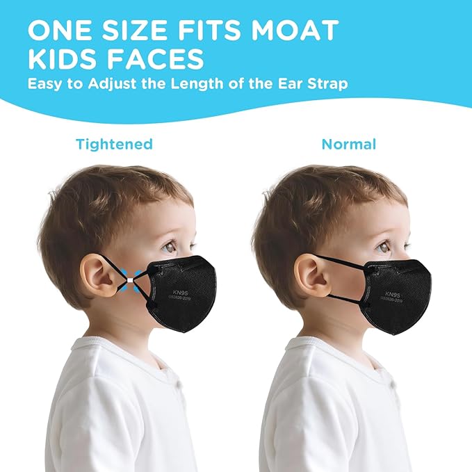 KN95 Masks for Children, 50 Packs 5 Layers Breathable, Disposable Masks With Adjustable Earloop for Boys Girls in School & Travel Outdoor
