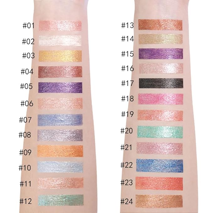 evpct Liquid Shimmery Glitter Eyeshadow Eyeliner, High Pigment Colored Metallic Eyeshadow Stick Eyeliner, Waterproof Long Lasting Sparkle Eye Makeup Set for Women, 15# Honey Flower