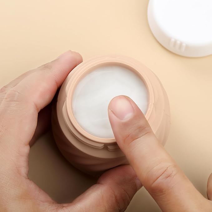 Gemice 4 OZ Travel Size Containers for Toiletries, 4-Pack Leak-Proof Silicone Slime Jars with Lids, BPA Free Small Round Cosmetic Slime Container for Lotion, Cream, Ointments, Travel Essentials