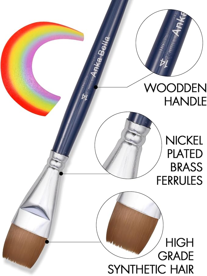 Anka Bella Professional Pre-Quality Face Paint Brushes Set,Including 14pcs Different Size Paint Brushes & Standable Case,Convenient to Use