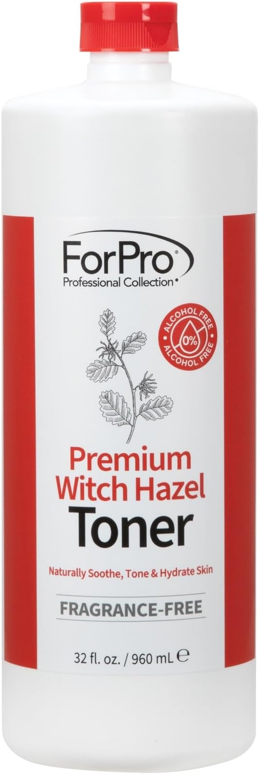 ForPro Premium Witch Hazel Toner, Alcohol-Free, Naturally Soothe, Tone & Hydrate Skin, Vegan, Fragrance-Free, 32 Fl Oz