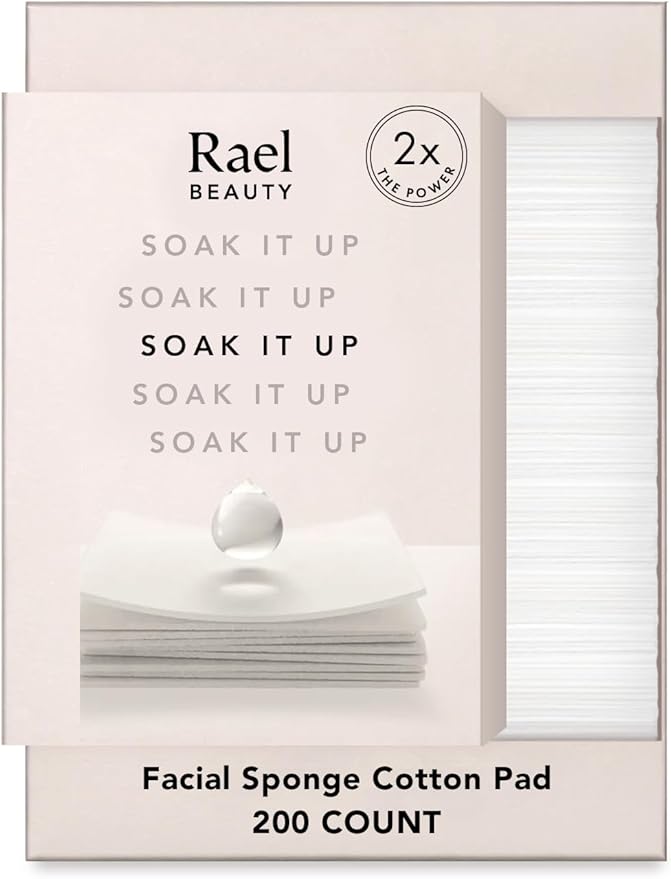 Rael Cotton Pads for Face - Facial Sponge, Square Pad Use with Toner, Makeup Remover, Lint-Free, Soft and Thin, Korean Skin Care (200 Count)