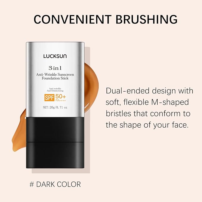 3-in-1 Anti-wrinkle Long-Lasting Hydrating Foundation Stick, Concealer, Multi-Use Coverage Cream, Natural Matte Finish for All Skin Types (Dark)