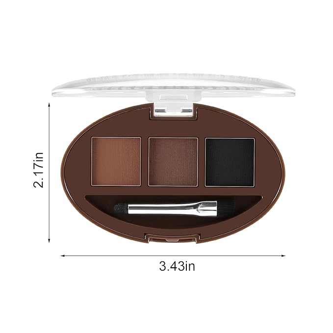 Boobeen 3 Color Eyebrow Powder Palette, Waterproof Eyebrow Makeup, Brow Definer to Shape Perfect Brow，Professional Brow Filler Powder with Brush