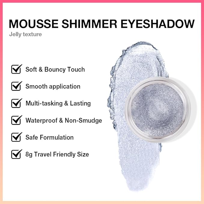 Cream Glitter Grey Blue Shimmer Metallic Eyeshadow Palette Makeup, Natural Single Mini Instant Holographic Eyeshadow For Women, Sombras Crema Para Ojos, Talc, Paraben & Cruelty Free