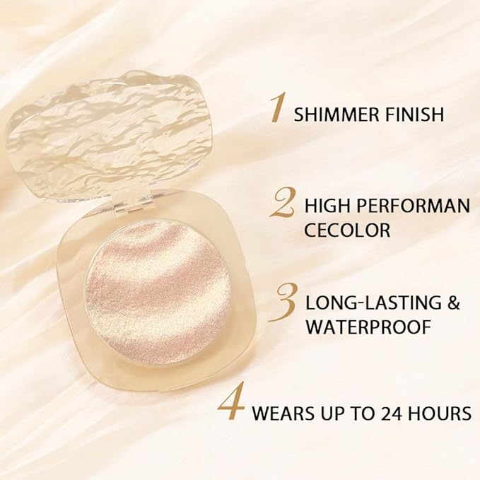 Gold Brown Champagne Shimmer Glitter Sparkling Monochrome Eyeshadow Palette,Metallic Single Eye Shadow for Older Women,Long Lasting Naturing-Looking Eye Makeup