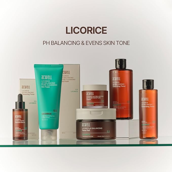 ACWELL Licorice pH Balancing Cleansing Toner 5.1 fl.oz. - PH5.5 Hydrating Makeup Cleansing Astringent - Skin Clearing, Reduce Pigmentation, Acne and Dark Spots