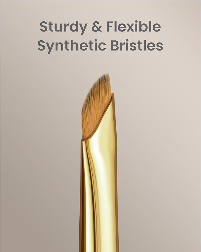 Desert Oak Series Wing Liner Duo Brush Set - CM 180 Bold Angled Eyeliner & CM 181 Precision Detail Brush for Gel/Liquid/Powder, Bubinga Handle & Brass Ferrule