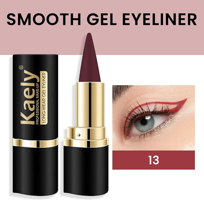 evpct 1Pcs Dark Red Gel Eyeliner Pencil Eye Black Face Paint Stick Makeup Set Waterproof Matte Cream Crayon Eyeliner Pencil Set Cat Eye Liners Eyeshadow Guide delineador de ojos contra el agua