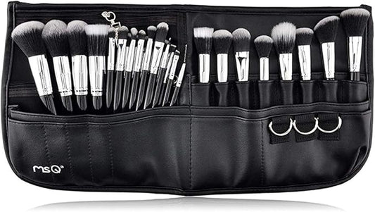 MSQ Makeup Brushes Set 29pcs Professional Cosmetics Brushes with Belt Waist Makeup Bag (Foundation, Powder, Creams, Liquids & Eye Brushes) for Women/Girls/Artists/Holiday gifts/travel