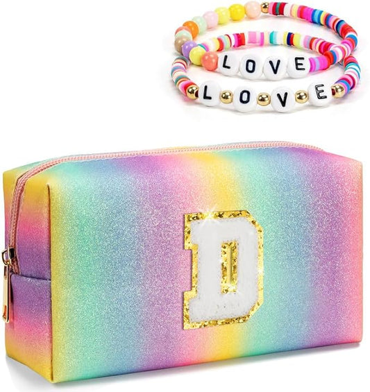 Gifts for Girls, Personalized Makeup Toiletry Bag, Preppy Stuff for Kids Teen Girl, Gifts for Mom from Daughter, Sleepover Accessory Bag, Cute Birthday Gifts for Daughter Granddaughter (Large)