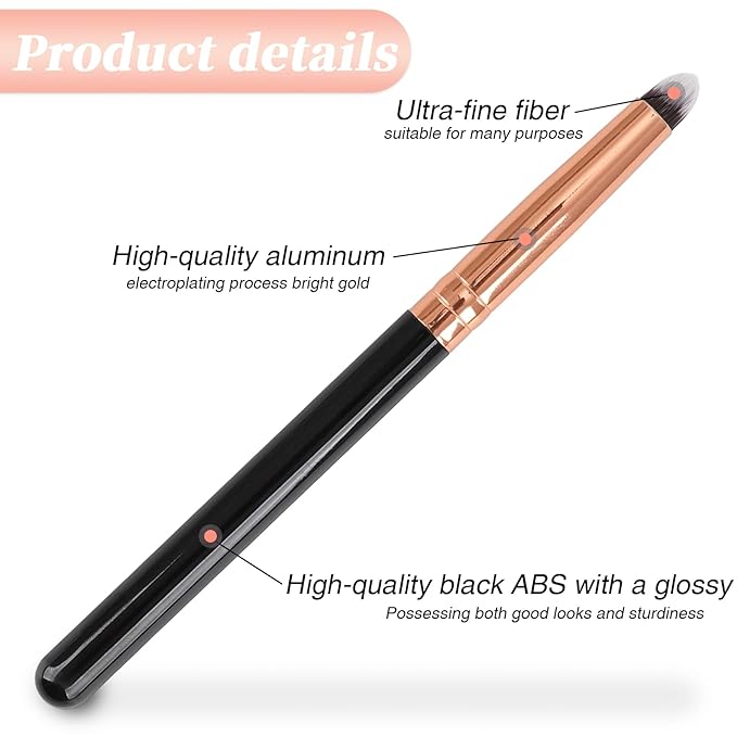 Professional Small Pencil Eyeshadow Brush 8Pcs for Eye Shadow Eyeliner Smudge Blending Precision Perfect Cut Crease Makeup Brushes Tool Set（Black-EA01）