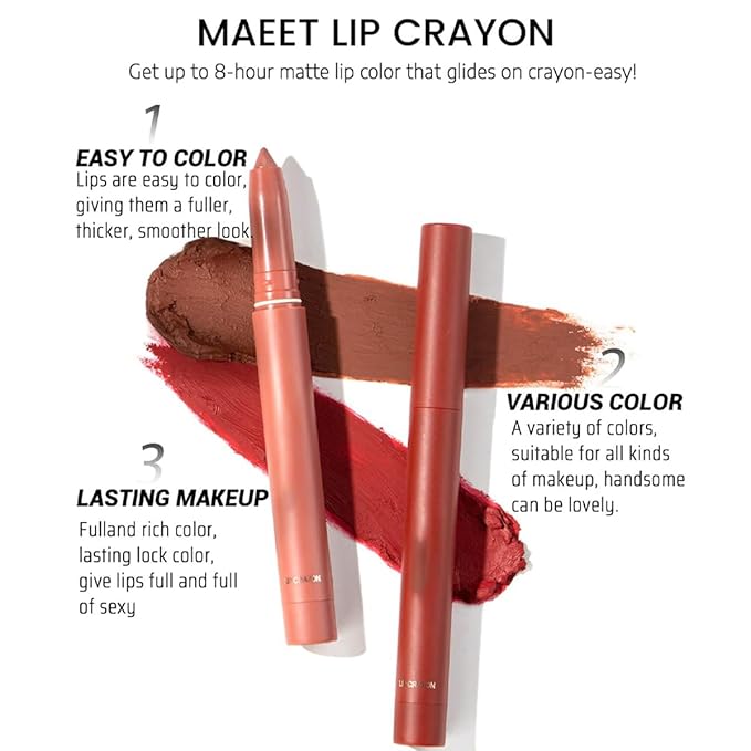12 Colors Crayon Lipstick Set, Non-Fading Non-Stick Cup Matte Lipstick Pen Waterproof Long Lasting Velvet Lipstick Pencil Lip Liner (Set A + Set B)