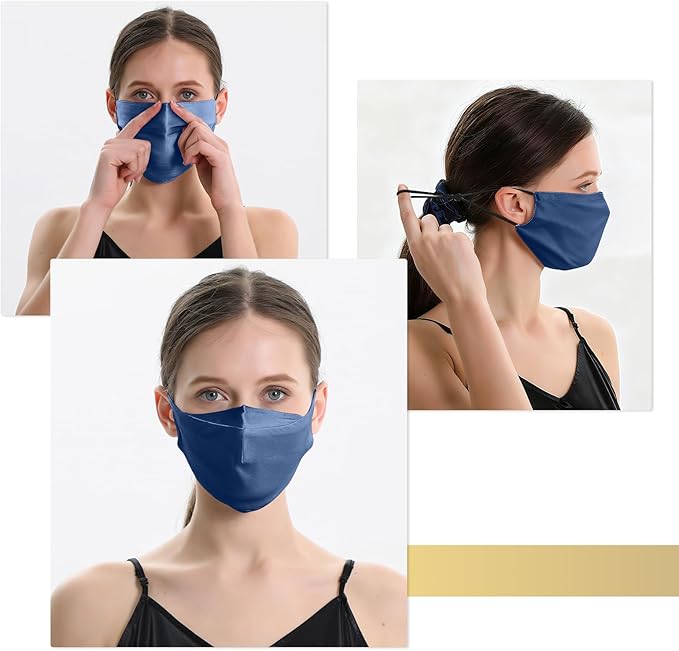 ZIMASILK 100% 22 Momme Mulberry Silk Face Mask for Men & Women, Reusable and Breathable Mouth Cover with Elastic strap