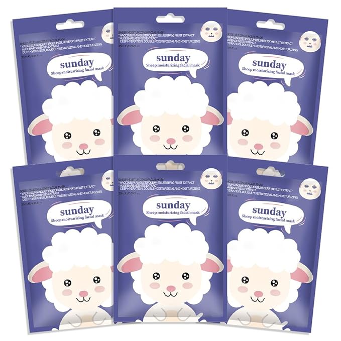 Kaely 6 Pack Animal Character Sheet Masks, Face Masks for Kids Teens Skin Care, Korean Soothe Facial Mask for All Skin Types, Girls Night Skincare Spa Party, Birthday Gifts for Women Men, Set07